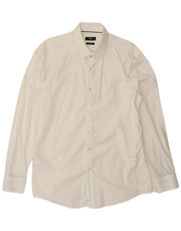 Camicia da uomo slim fit Hugo Boss taglia 44 17 1/2 XL cotone bianco