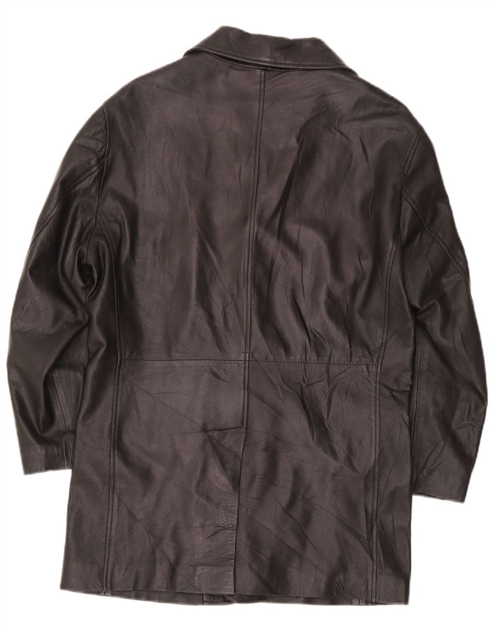 Cappotto in pelle vintage da uomo UK 36 piccolo nero