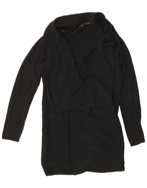 Maglione cardigan aperto lungo da donna Lipsy UK 10 piccolo acrilico nero
