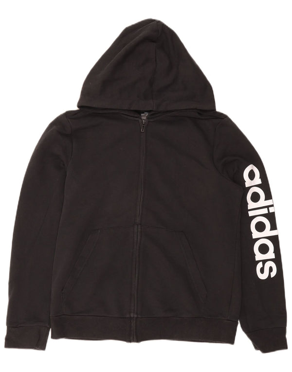 Maglione con cappuccio e zip da donna Adidas UK 14 grande cotone nero