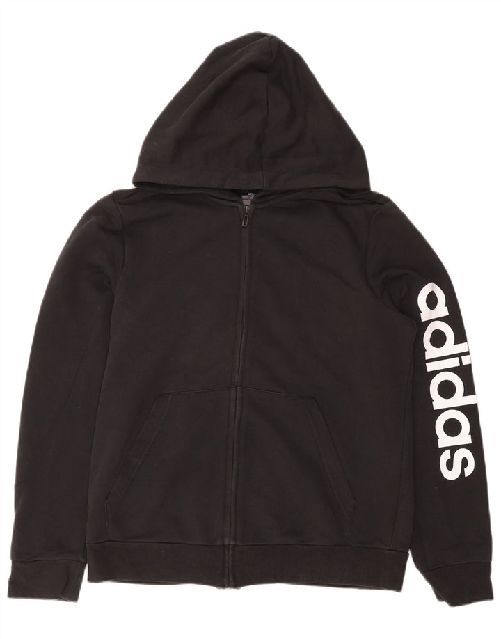 Maglione con cappuccio e zip da donna Adidas UK 14 grande cotone nero