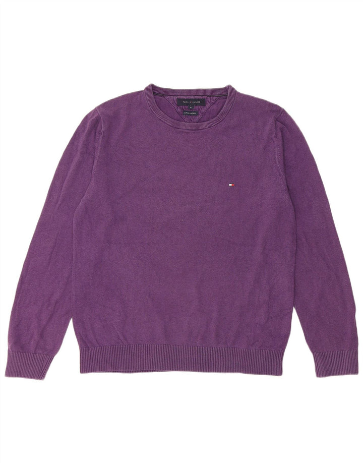 Maglione maglione girocollo da uomo Tommy Hilfiger cotone viola medio