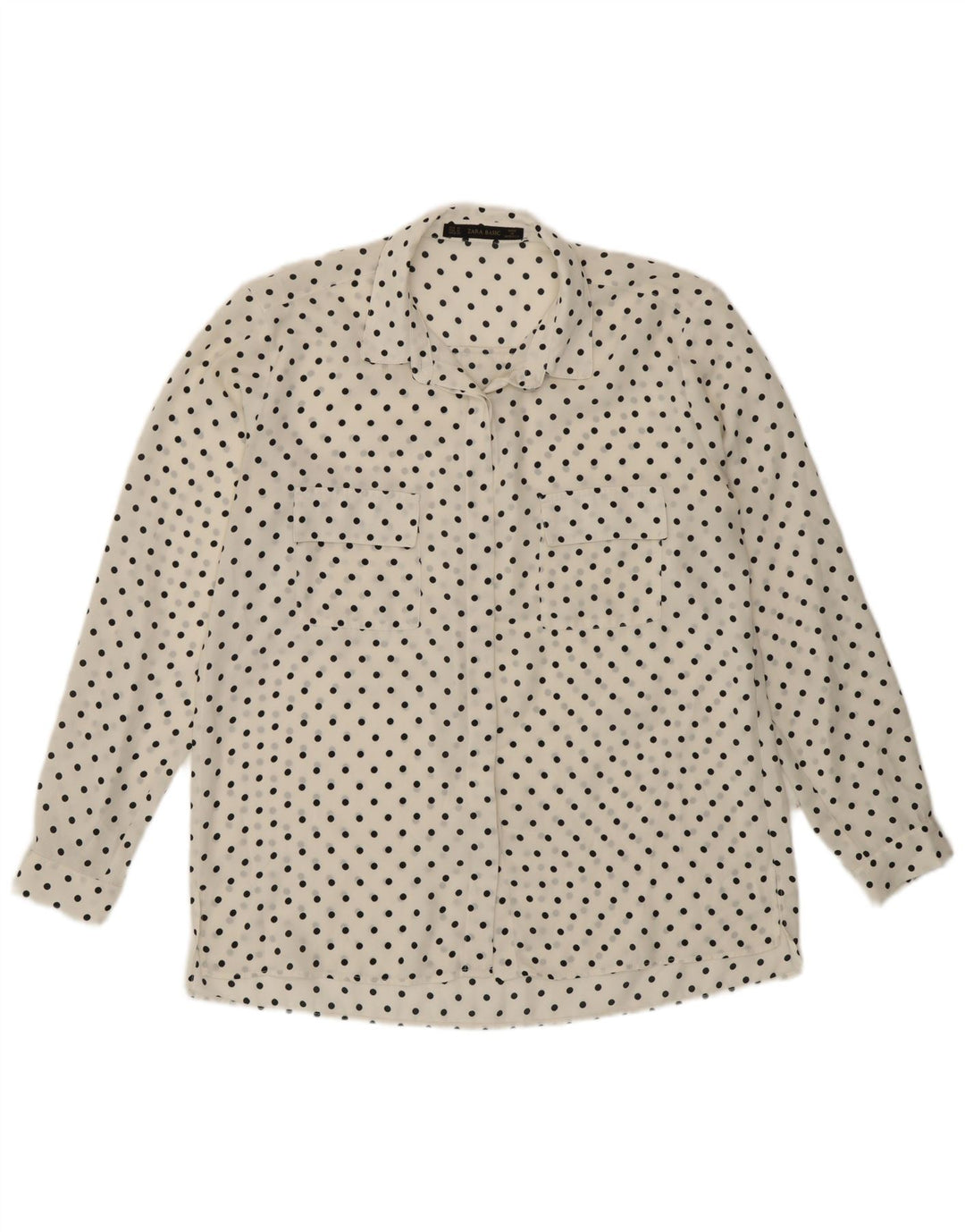 Camicia trasparente da donna Zara UK 14 a pois bianchi medi