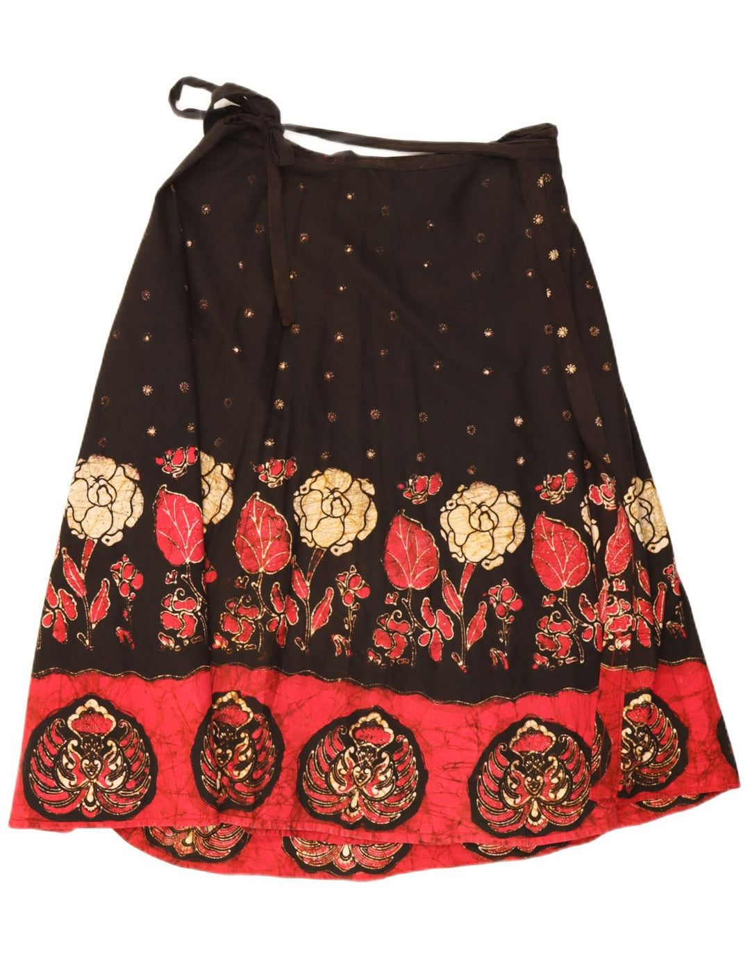 Gonna a portafoglio da donna vintage W32 grande floreale nero