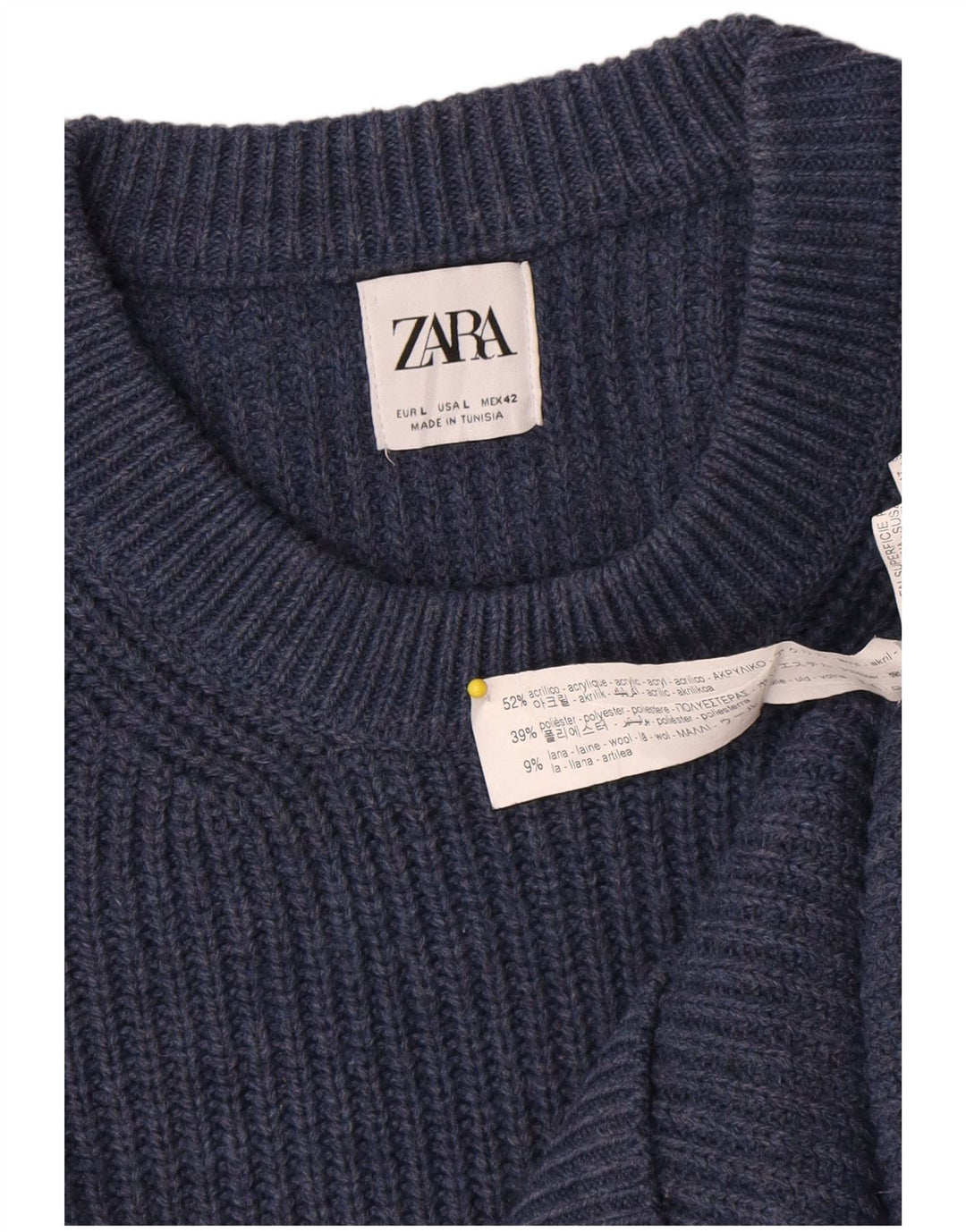 Maglione maglione girocollo da uomo Zara grande in acrilico blu