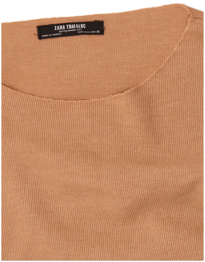 Top Zara Trafaluc da donna a maniche lunghe UK 16 Large Beige