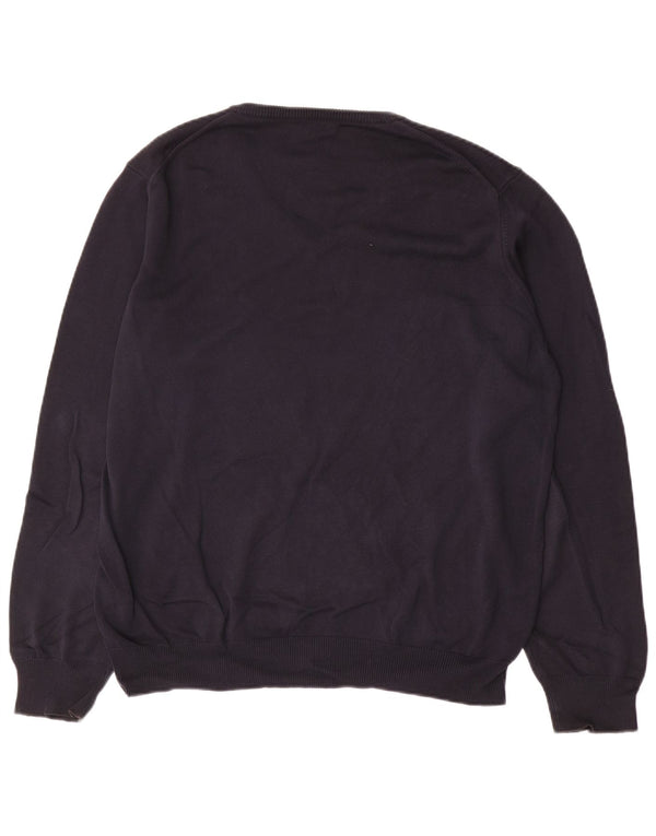 Maglione da uomo con scollo a V Henry Cottons XL in cotone blu navy