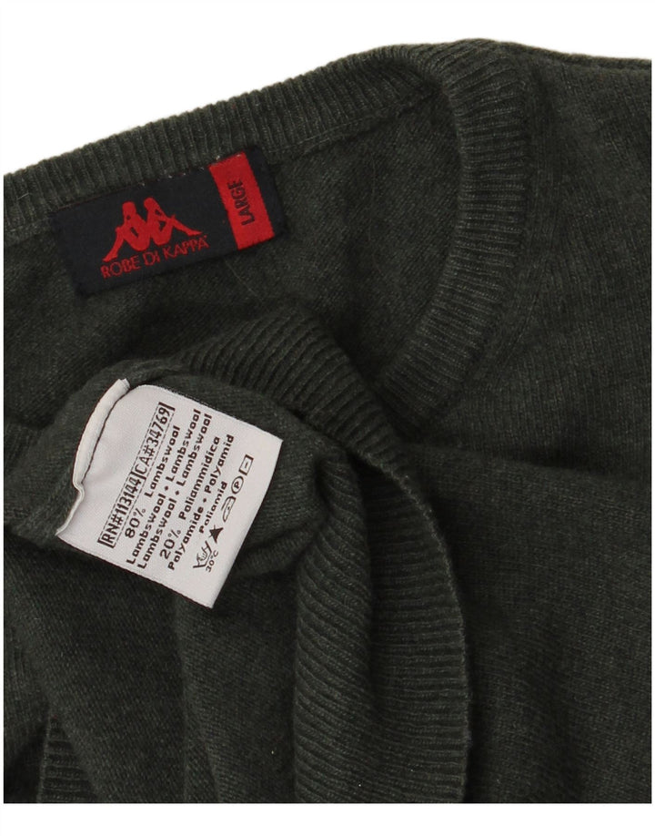 Maglione Kappa da uomo girocollo, maglione grande, lana d'agnello verde