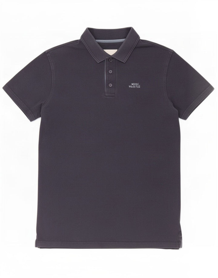 Polo da uomo Weird Fish piccola in cotone blu navy