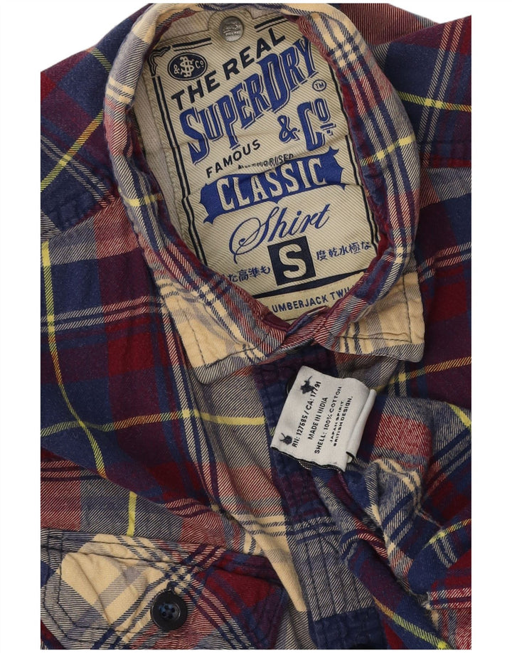 Camicia da uomo in flanella Superdry a quadri piccoli in cotone multicolore