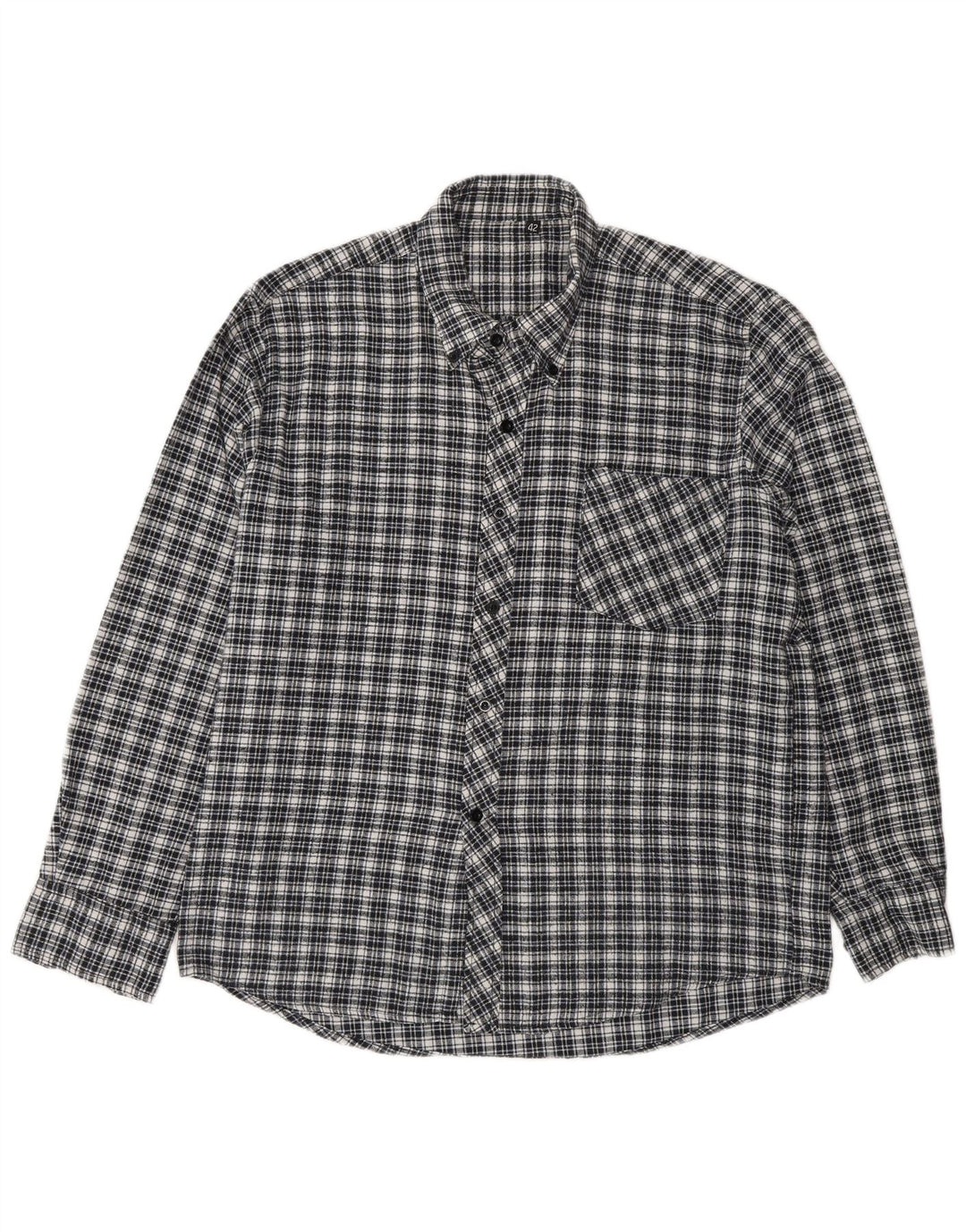 Camicia vintage da uomo in flanella taglia 42 grande cotone a quadri blu navy