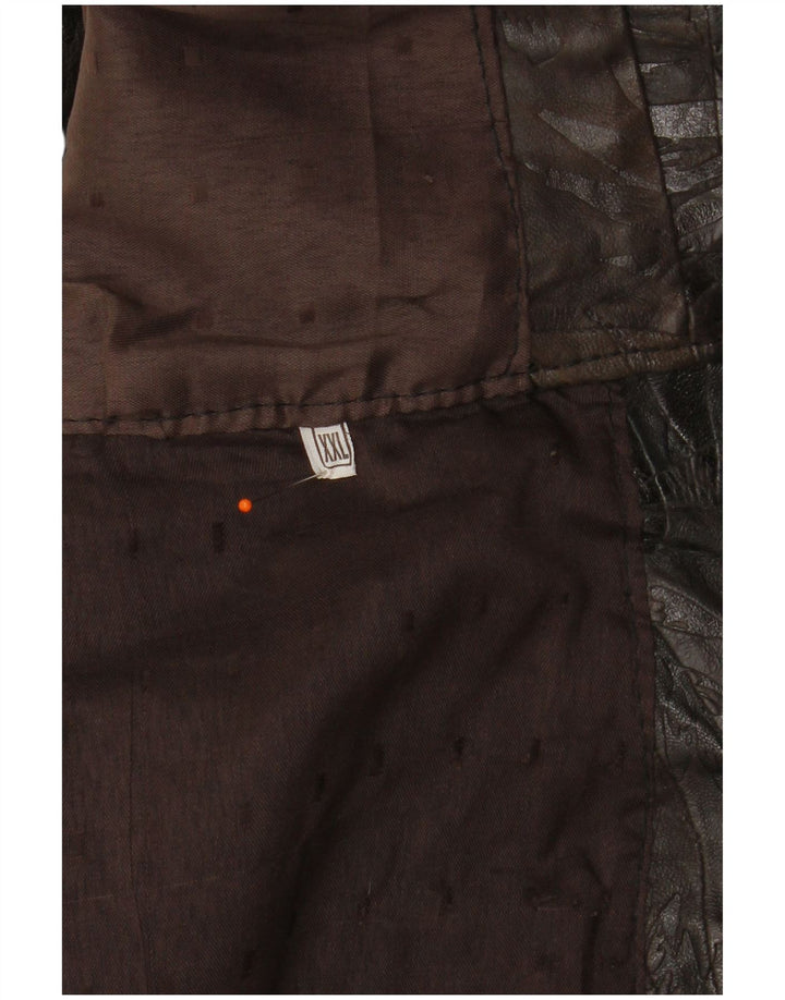 Gilet in pelle da uomo VINTAGE 2XL Patchwork marrone