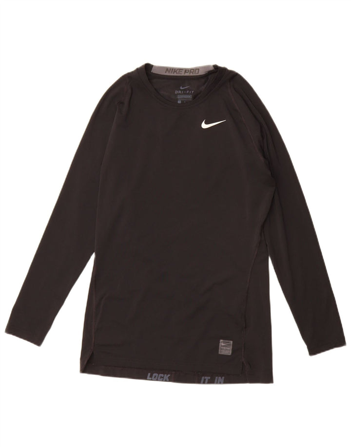 NIKE Top grafico da uomo Dri Fit a maniche lunghe in poliestere nero medio