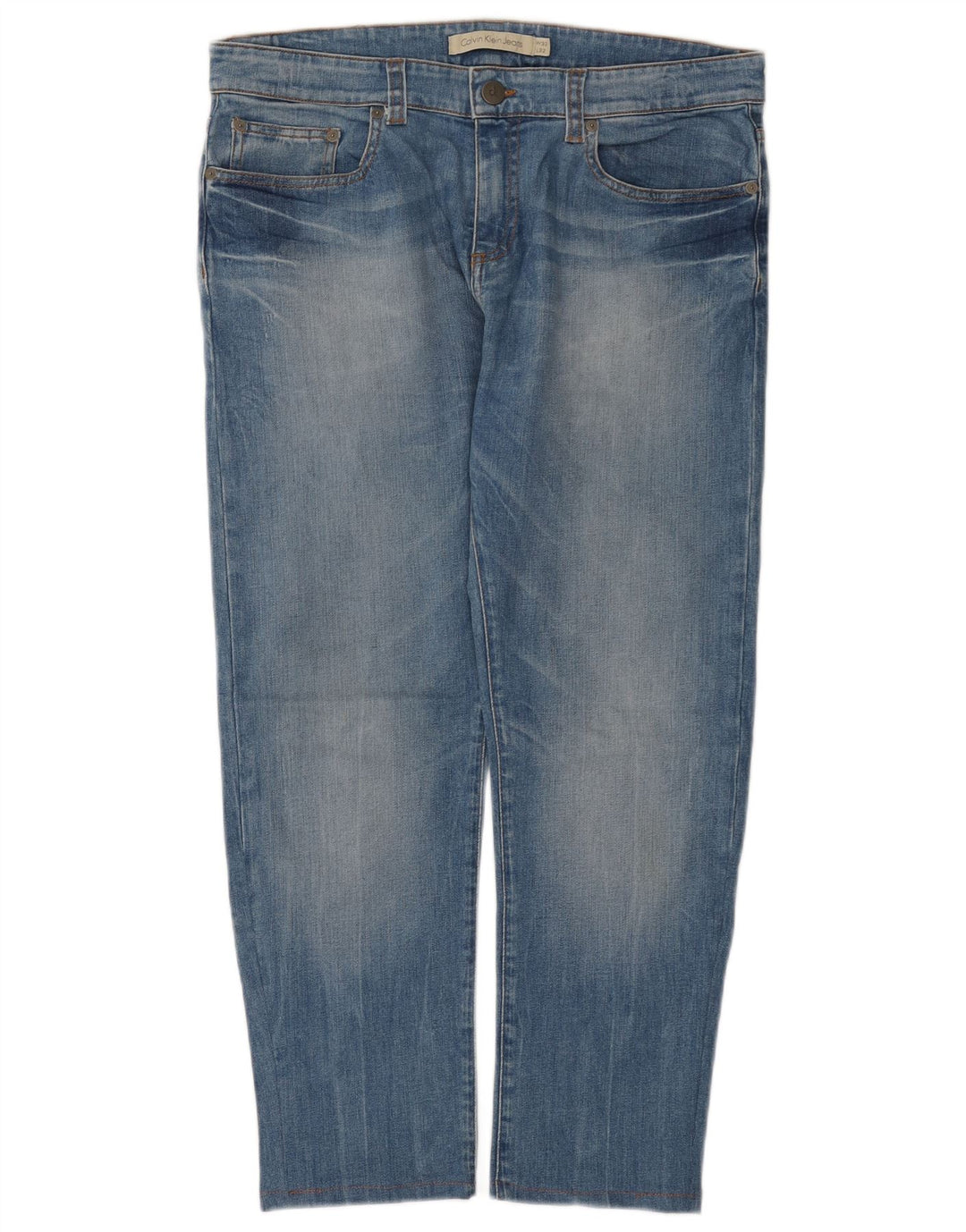 CALVIN KLEIN Jeans slim da uomo W32 L26 Blu Cotone