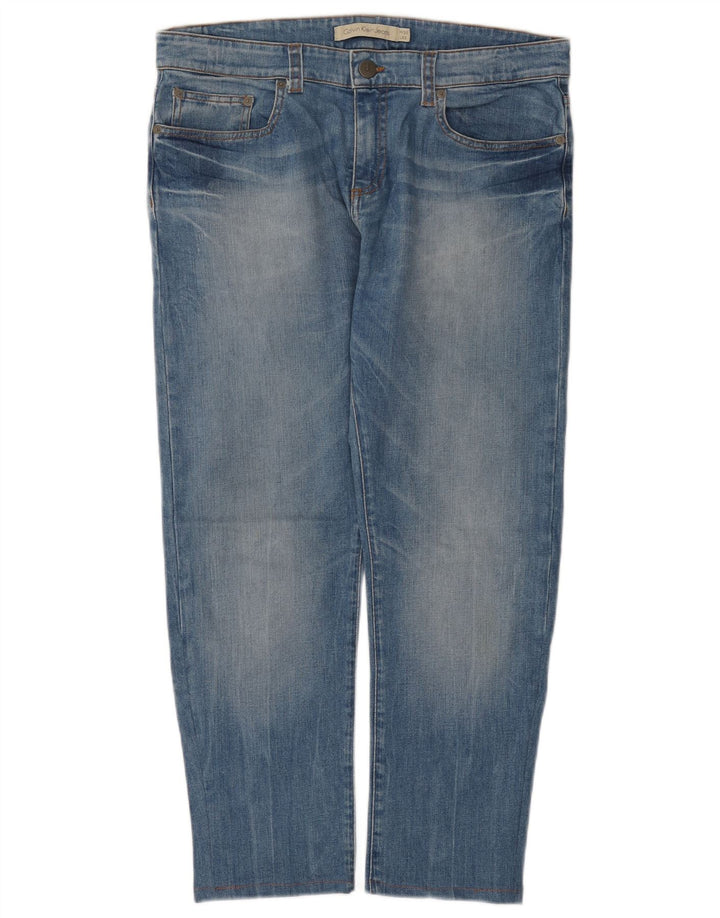 CALVIN KLEIN Jeans slim da uomo W32 L26 Blu Cotone