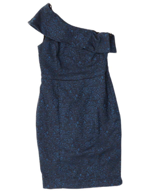 Successivo Abito monospalla da donna UK 10 Piccolo blu Paisley