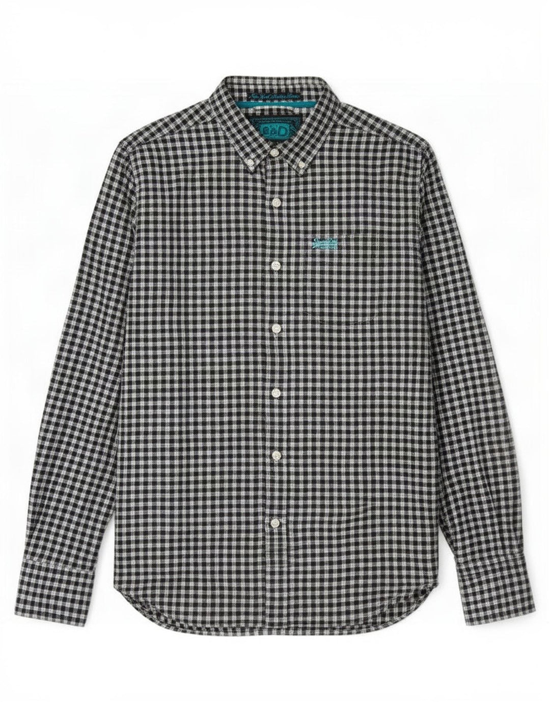 Camicia da uomo in flanella Superdry in cotone a quadretti nero medio