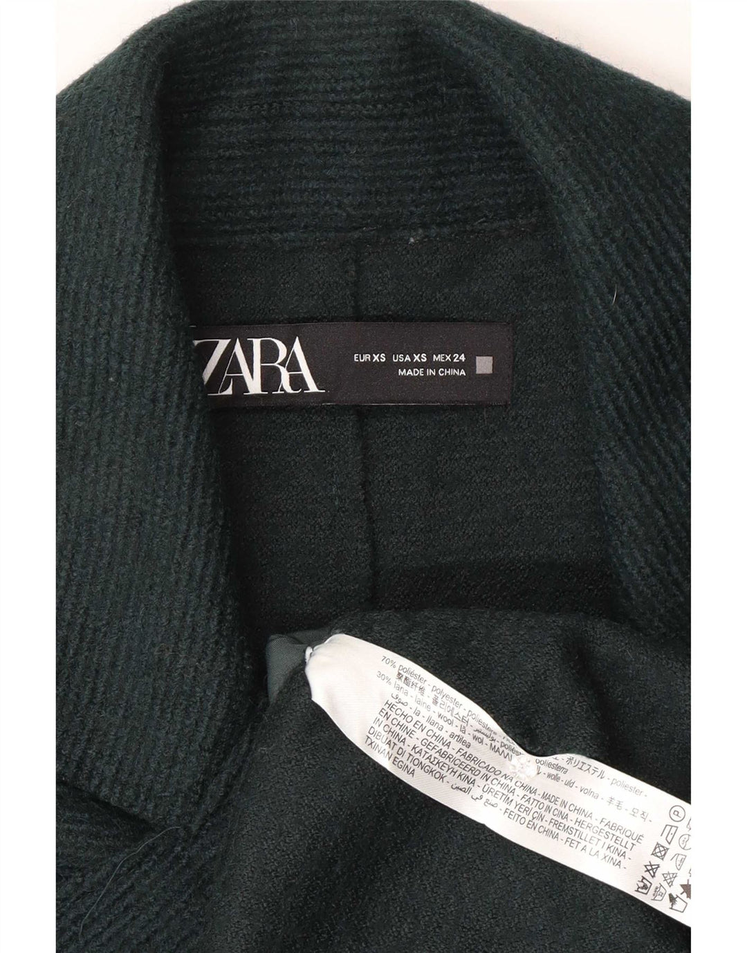 Cappotto doppiopetto oversize da donna Zara UK 4 XS poliestere verde