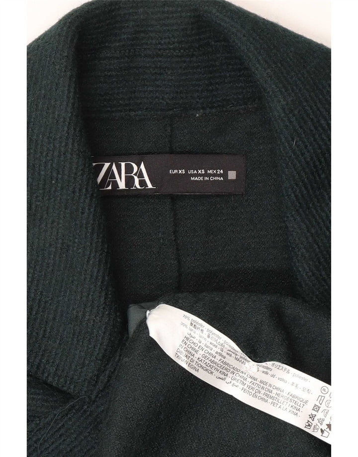 Cappotto doppiopetto oversize da donna Zara UK 4 XS poliestere verde