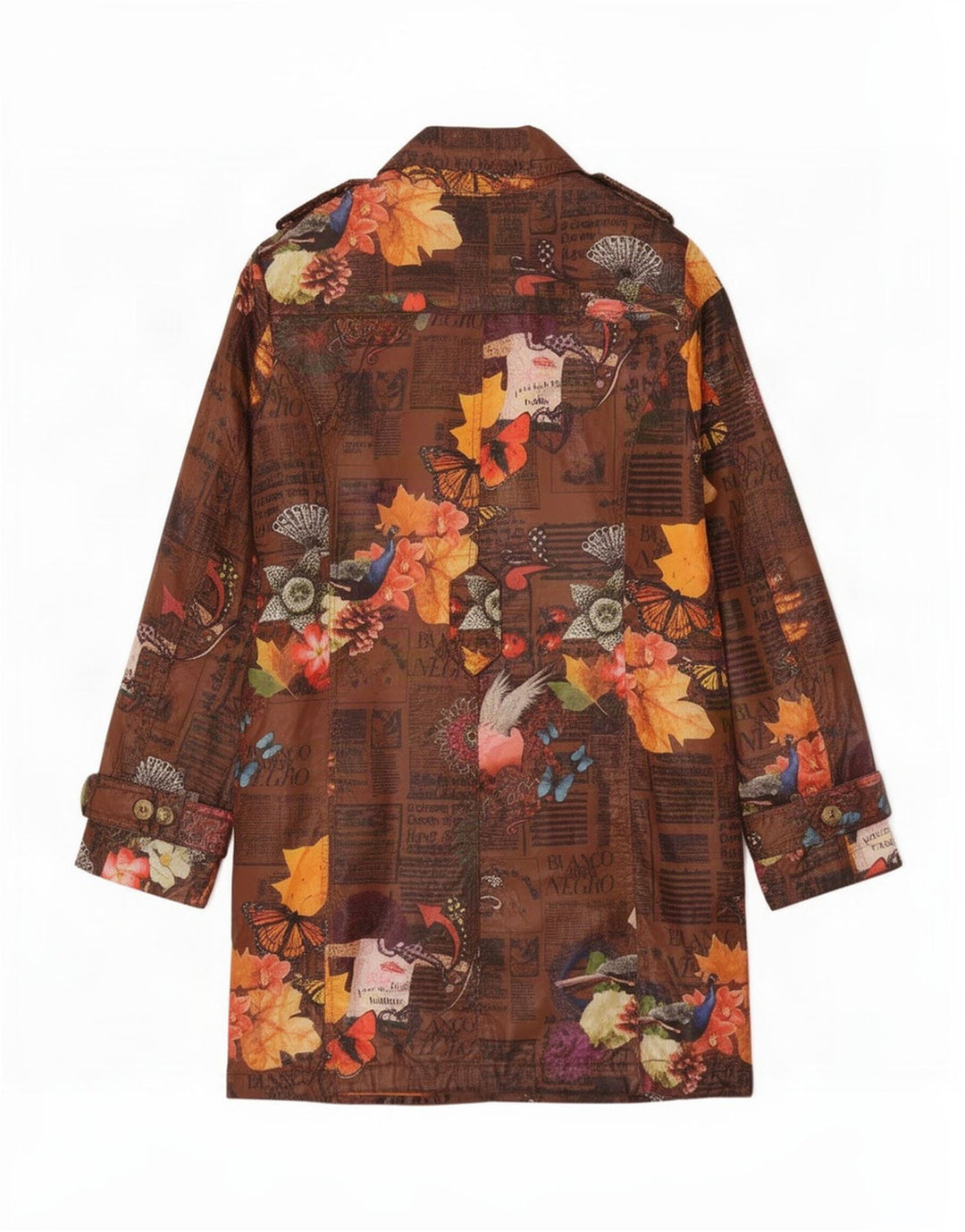 Desigual Trench grafico da donna EU 38 Poliestere floreale marrone medio