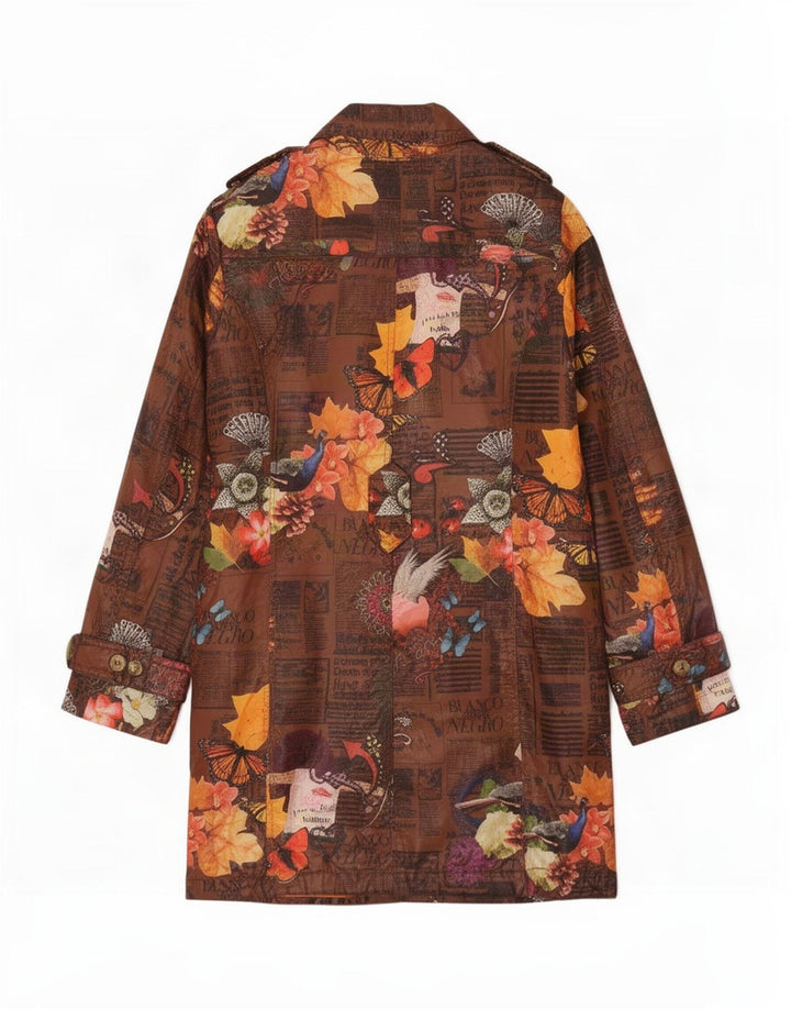 Desigual Trench grafico da donna EU 38 Poliestere floreale marrone medio