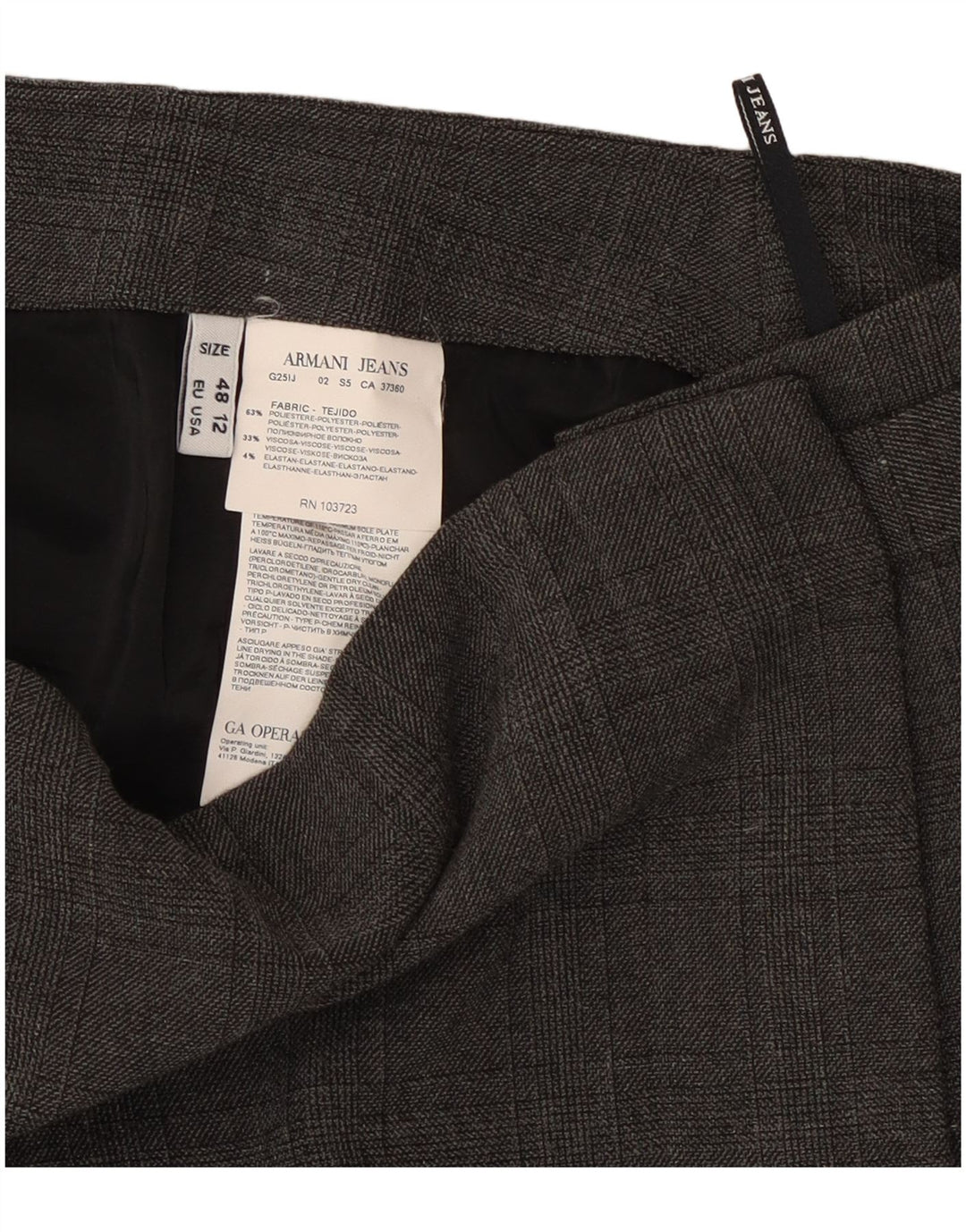 Gonna a portafoglio da donna Armani Jeans US 12 Large W34 Poliestere a quadri grigio