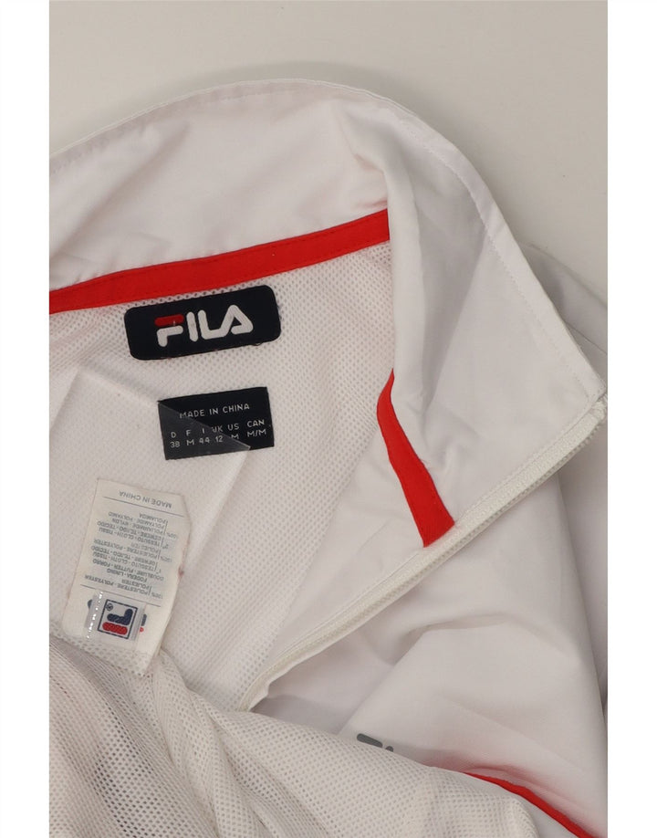 FILA Womens Tracksuit Top Jacket UK 12 Medium White Polyester Vintage Fila and Second-Hand Fila from Messina Hembry 