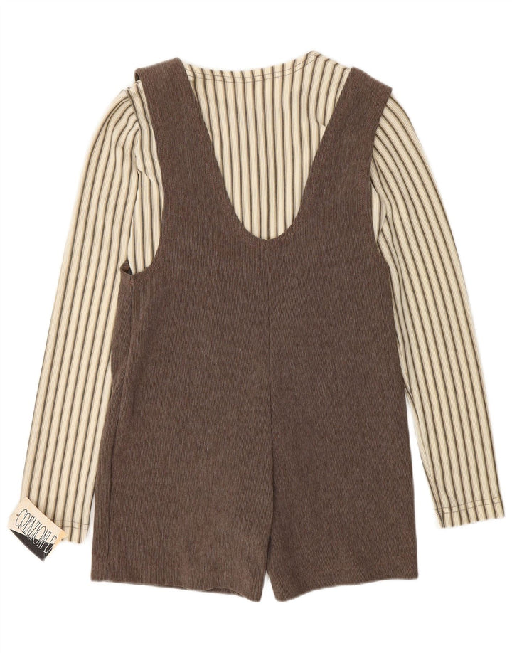Set da 2 pezzi vintage da donna UK 12 a righe marrone medio