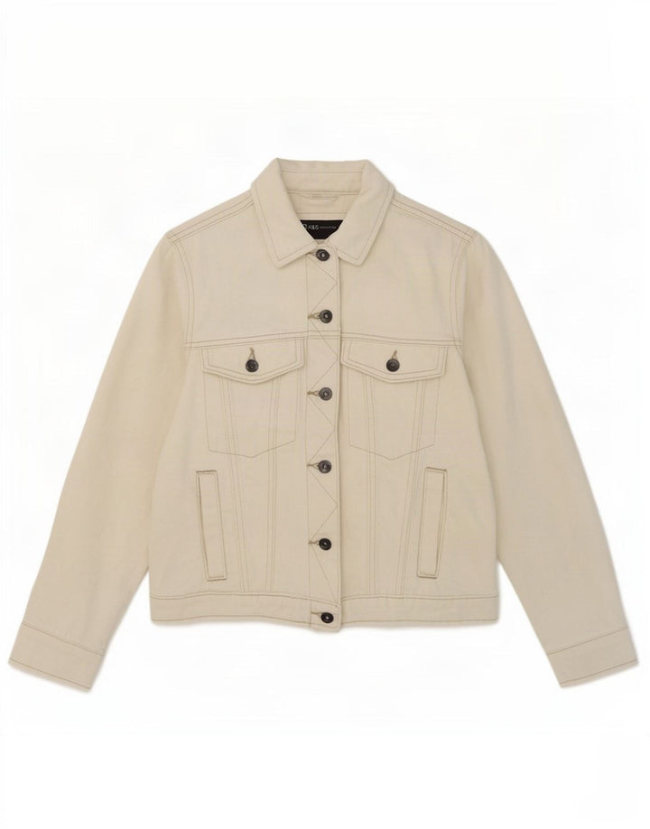 Giacca di jeans da donna Marks & Spencer UK 8 piccola cotone bianco