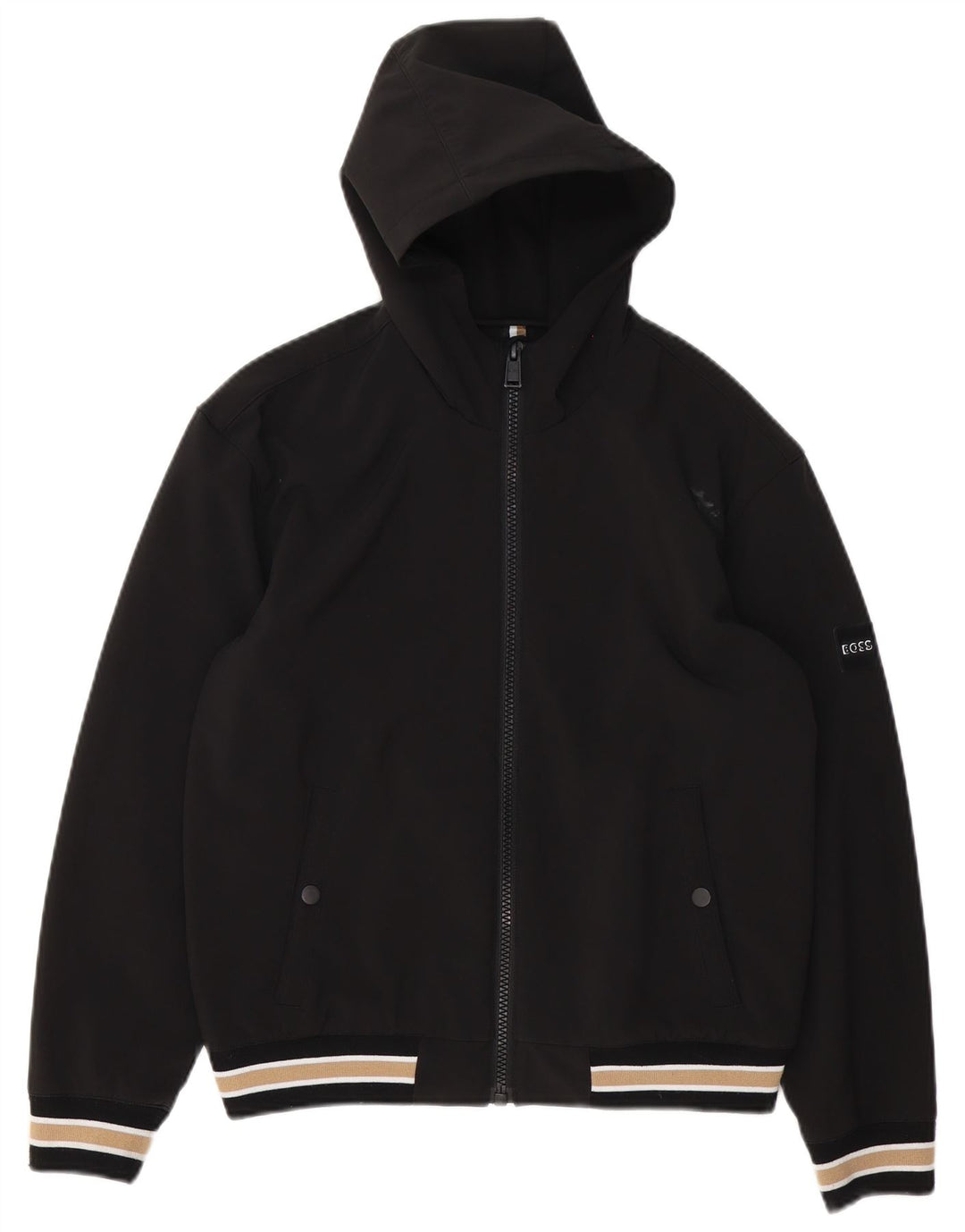 Giubbotto bomber con cappuccio da ragazzo Hugo Boss 13-14 anni piccolo a righe nere
