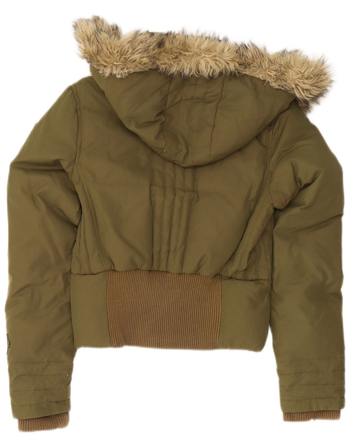 Giacca imbottita con cappuccio da donna Playlife UK 10 Small Khaki