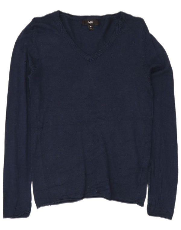 MOSSIMO Maglione da donna con scollo a V UK 12 Nylon blu navy medio