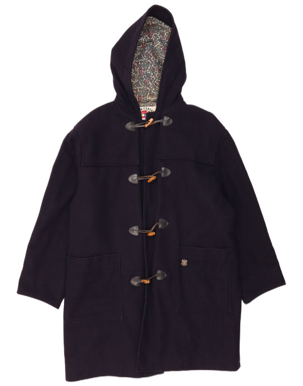 Montgomery vintage da uomo con vestibilità ampia con cappuccio IT 48 medio in lana blu navy