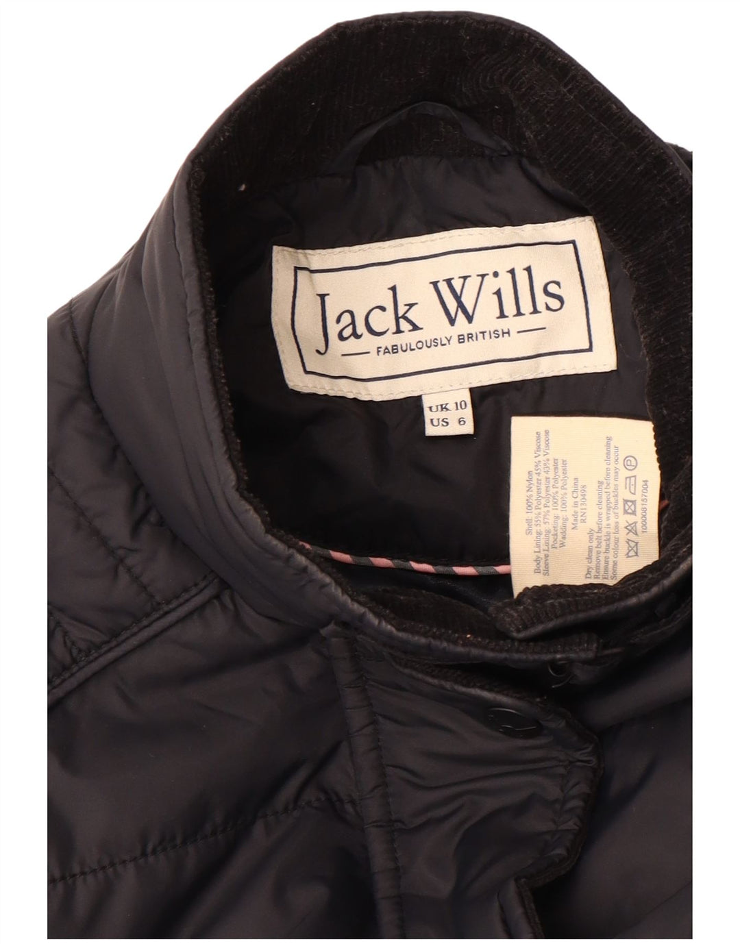 Giacca imbottita da donna Jack Wills UK 10 piccola in nylon nero