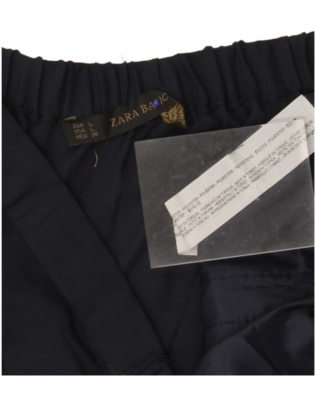 Pantaloni casual da donna a gamba larga ZARA Large W32 L31 poliestere blu navy