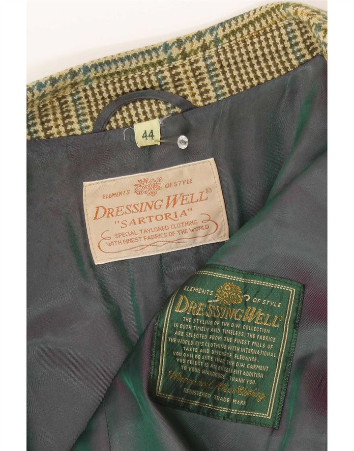 Giacca blazer vintage da donna a 2 bottoni IT 44 pied de poule verde medio