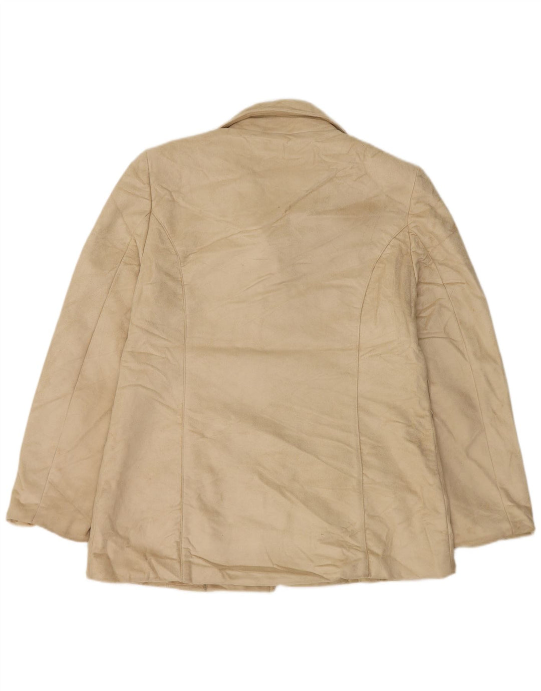CALVIN KLEIN Giacca blazer a 3 bottoni da donna UK 16 Large Beige Poliestere