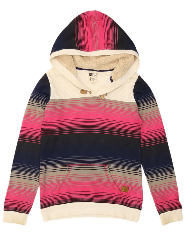 Maglione con cappuccio vestibilità ampia da donna Billabong UK 6 XS a righe multicolore