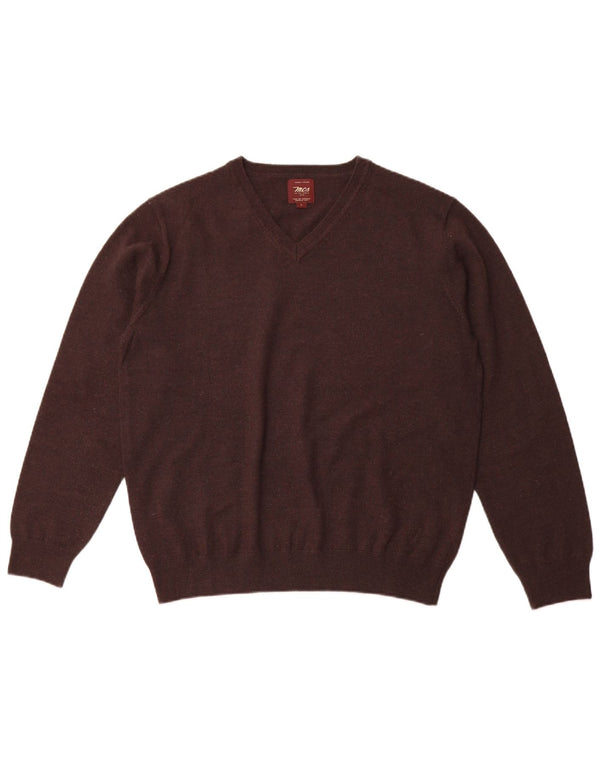 MARLBORO CLASSICS Maglione da uomo con scollo a V grande in lana marrone