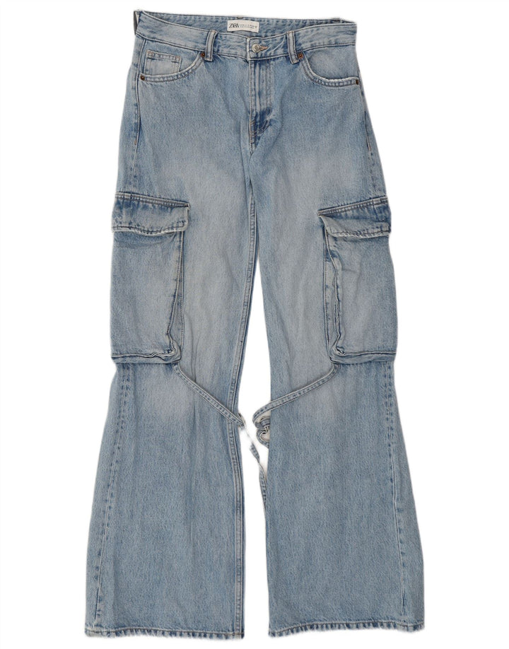 Jeans svasati cargo da donna ZARA EU 36 XS W26 L32 cotone blu