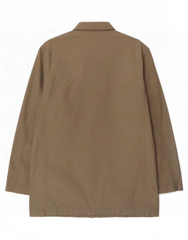 Zara Mens Overcoat UK 42 XL Khaki Cotton