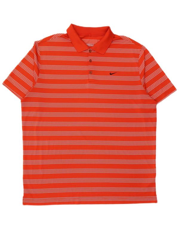 Polo Nike da uomo Dri Fit 2XL in poliestere a righe arancioni