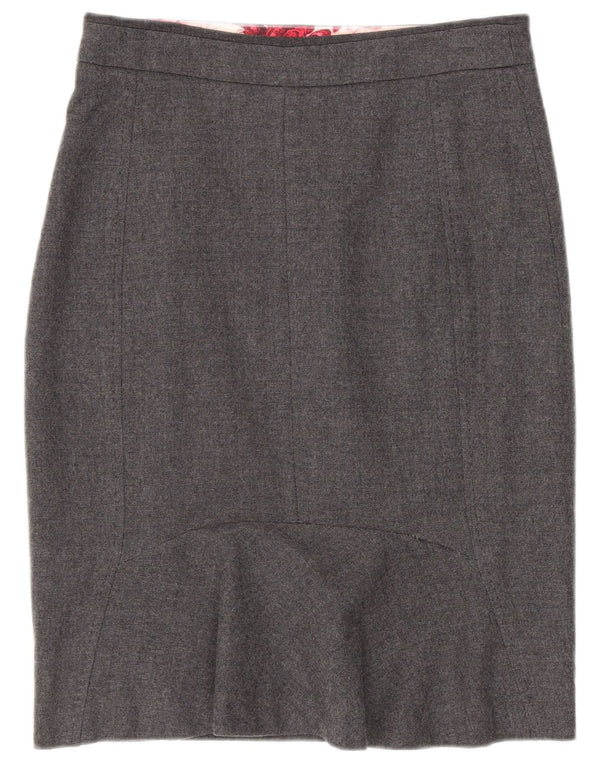 Gonna a tubino da donna Ted Baker taglia 1 XS W26 lana vergine grigia