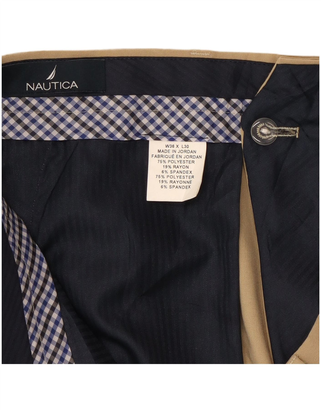 Pantaloni da abito dritti da uomo Nautica W36 L30 poliestere beige