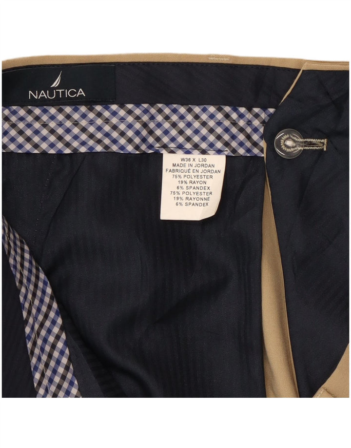 Pantaloni da abito dritti da uomo Nautica W36 L30 poliestere beige
