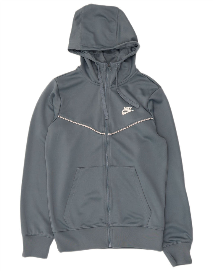 Felpa con cappuccio e zip Nike da uomo XS in poliestere grigio