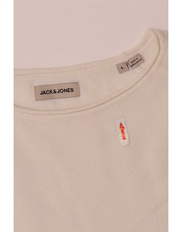 Jack & Jones Maglione da uomo con scollo a barca grande cotone bianco