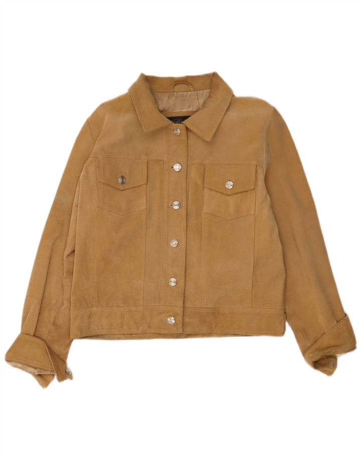 Giacca in pelle scamosciata corta da donna Staccato EU 38 in pelle marrone medio