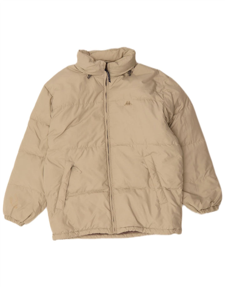 Giacca imbottita ampia con cappuccio da uomo Kappa UK 36 Small Beige Poliestere