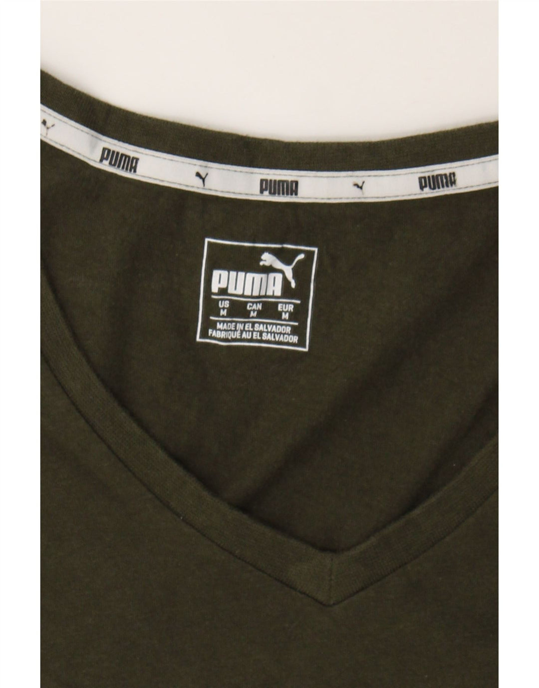 PUMA Womens Graphic T-Shirt Top UK 12 Medium Khaki Vintage Puma and Second-Hand Puma from Messina Hembry 